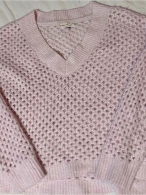 Universal thread Light Pink Open Knit V-Neck Sweater